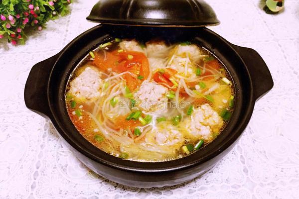 番茄绿豆芽肉丸汤的做法图解7