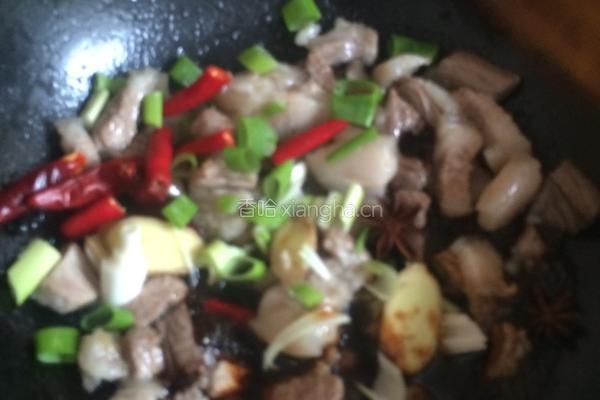 红烧肉炖干豆角木耳葫芦条的做法图解6