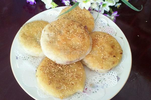豆沙糯米粉芝麻饼的做法图解8