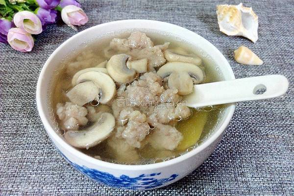 口蘑肉沫汤的做法图解6