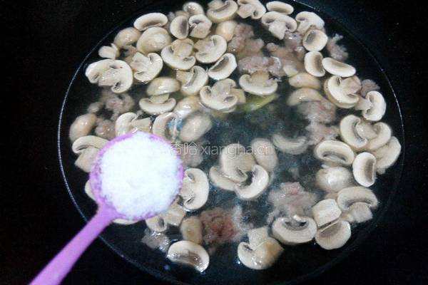 口蘑肉沫汤的做法图解5