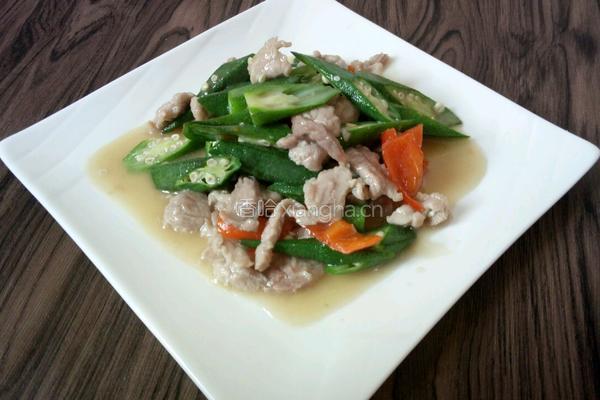 秋葵炒肉片的做法图解9