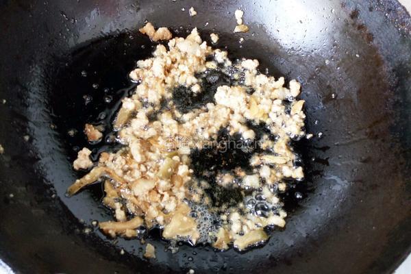 韭苔炒肉沫的做法图解3