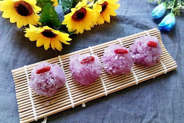 紫甘蓝糯米饭团的做法图解6