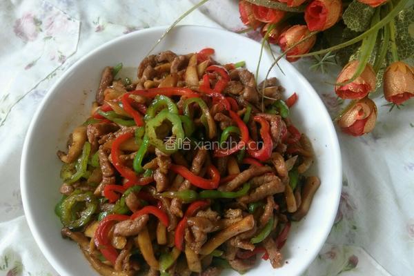 双椒杏鲍菇炒肉丝的做法图解10