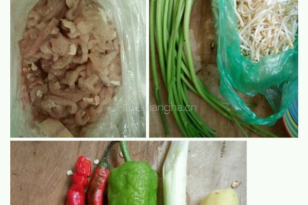 豆芽芹菜炒肉丝的做法图解1