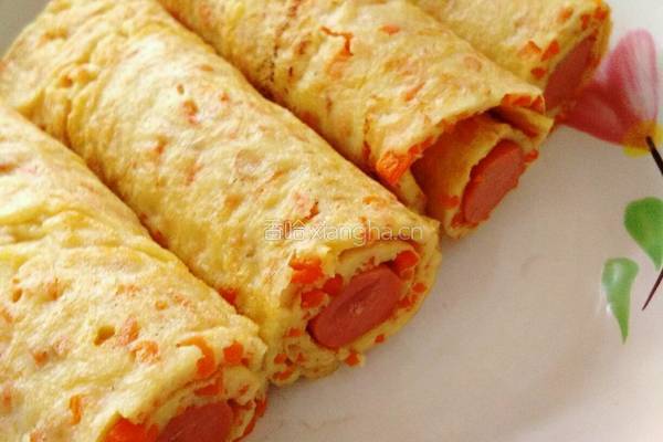 胡萝卜鸡蛋饼卷火腿肠的做法图解11