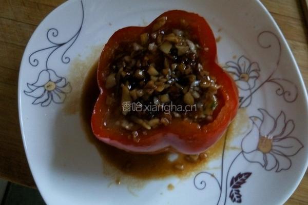 蒸酿红辣椒的做法图解13
