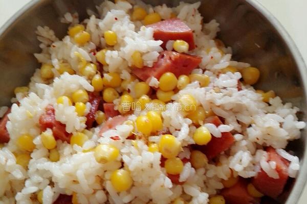 烤肠玉米炒饭的做法图解3