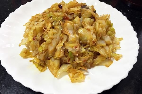 豆瓣酱炒包菜的做法图解4