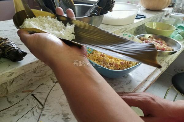 粽子 (猪肉咸蛋绿豆花生干贝虾米)的做法图解12