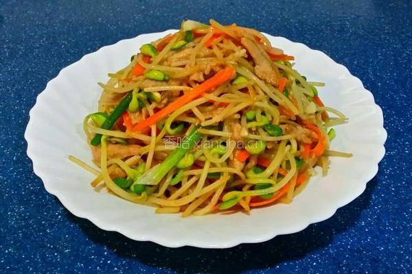 肉絲炒大豆芽菜的做法图解7