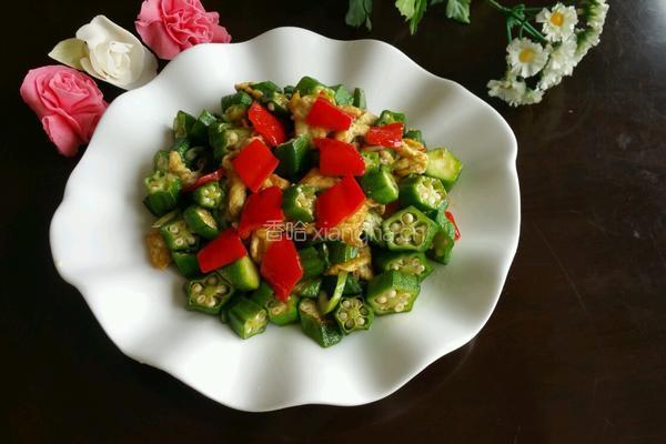 秋葵辣椒炒蛋的做法图解5