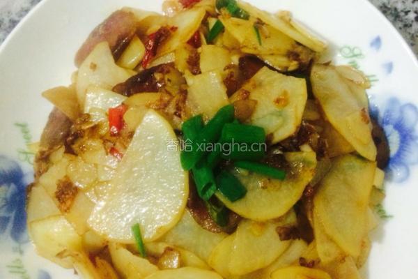 腊肠干锅土豆片的做法图解6