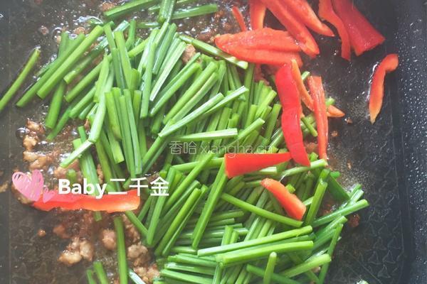 虾皮韭菜苔炒肉的做法图解5