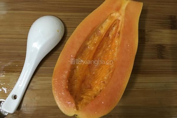 木瓜牛奶的做法图解2