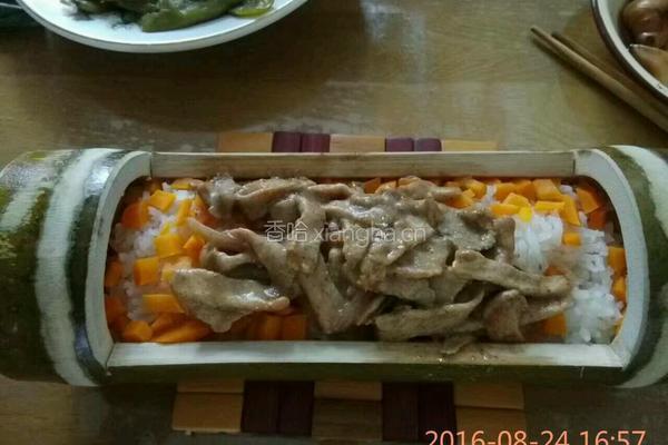 黑椒里脊胡萝卜竹筒饭的做法图解9