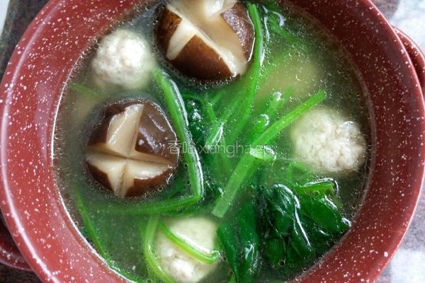 菠菜蘑菇汆丸子汤的做法图解9