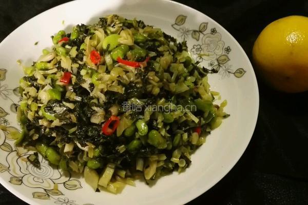 抱腌菜炒毛豆的做法图解11