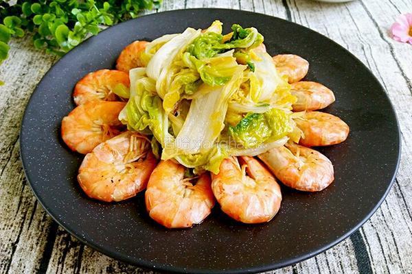 白菜炒虾的做法图解8