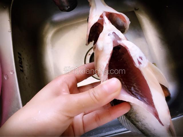 用清洁球将鱼肚子里的黑膜擦掉，并清洗干净「可以去除鱼腥味」