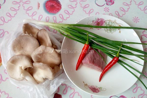平菇炒肉的做法图解1