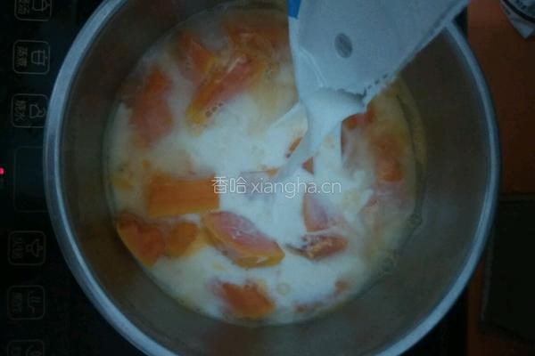 牛奶炖木瓜的做法图解4