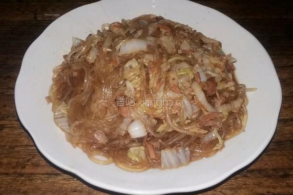 大白菜腌肉炒粉条的做法图解7
