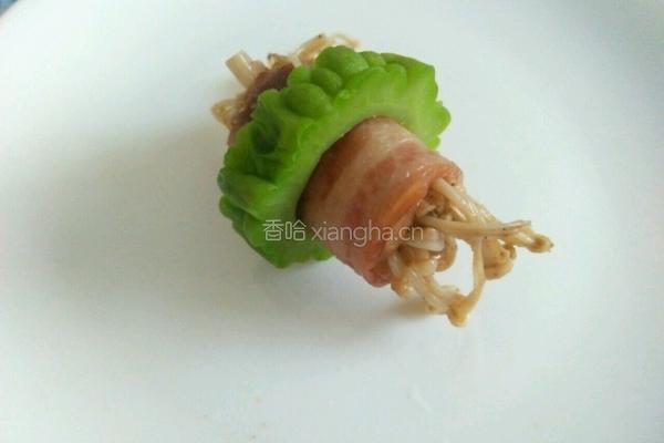 苦瓜培根金针菇卷的做法图解9