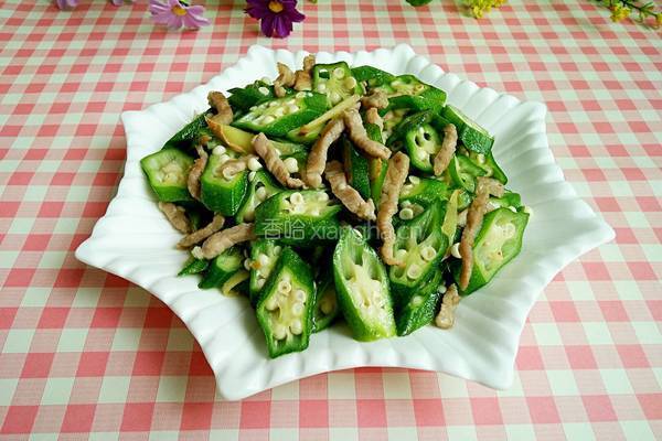 肉丝炒黄秋葵的做法图解9