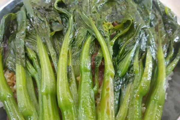 腊肠油菜蒸饭的做法图解8