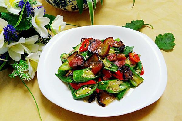秋葵炒腊肉的做法图解9