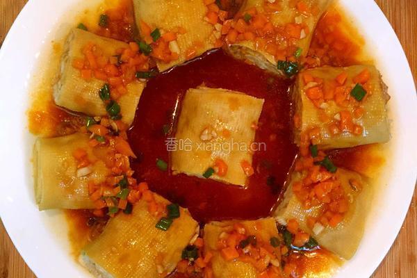 山药肉末豆皮卷的做法图解14