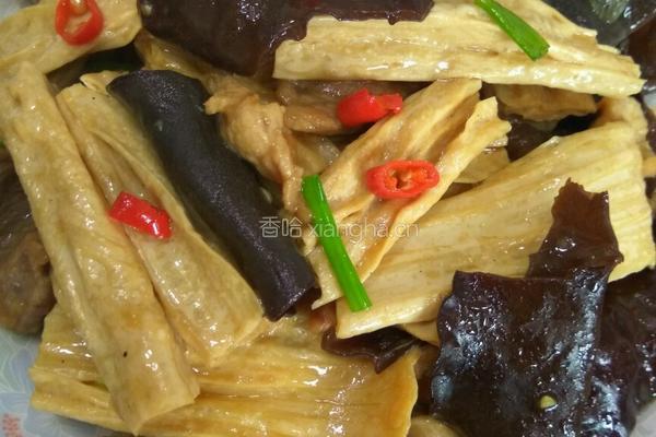 木耳炒腐竹的做法图解2
