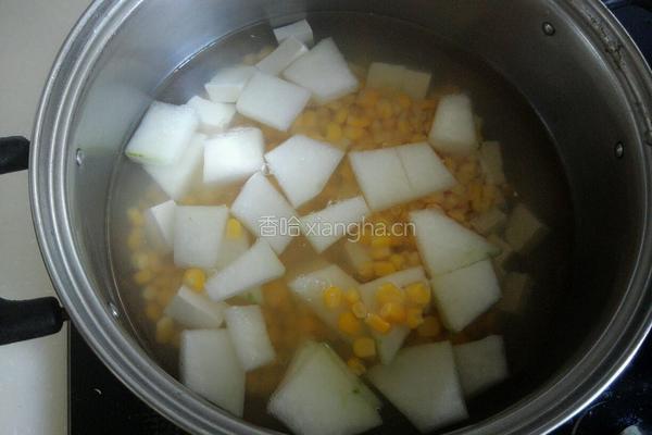 冬瓜豆腐玉米粒汤的做法图解6