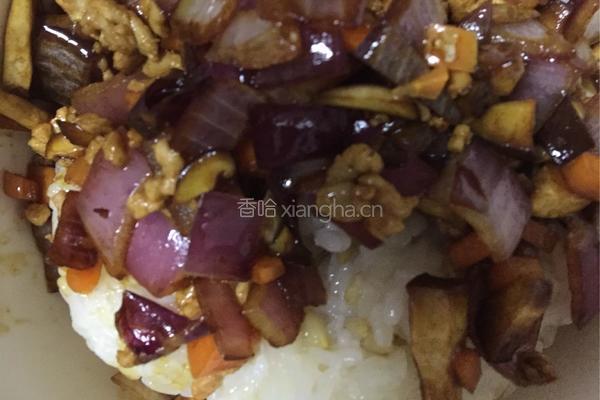 荷叶糯米蒸肉末的做法图解3