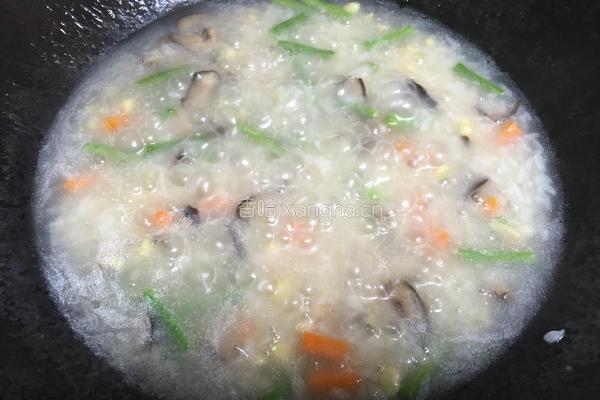 香菇田园蔬菜粥的做法图解6