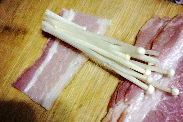 培根金针菇卷的做法图解2