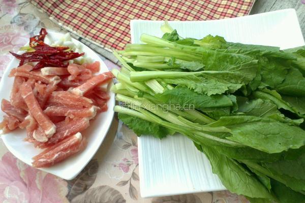 肉炒小白菜的做法图解1