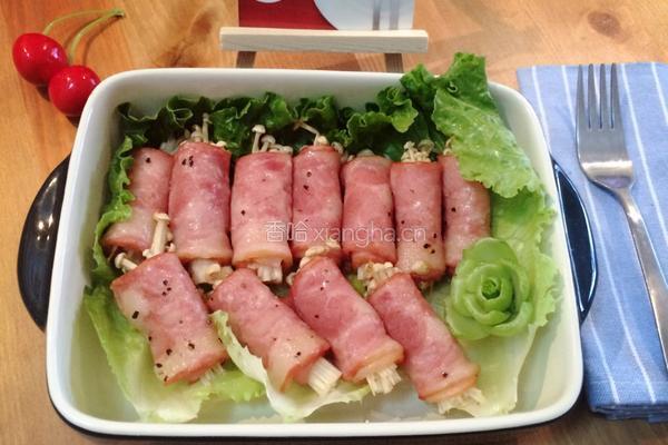 烤箱版金针菇培根卷的做法图解7