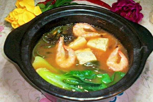 豆腐海藻鲜虾汤的做法图解5