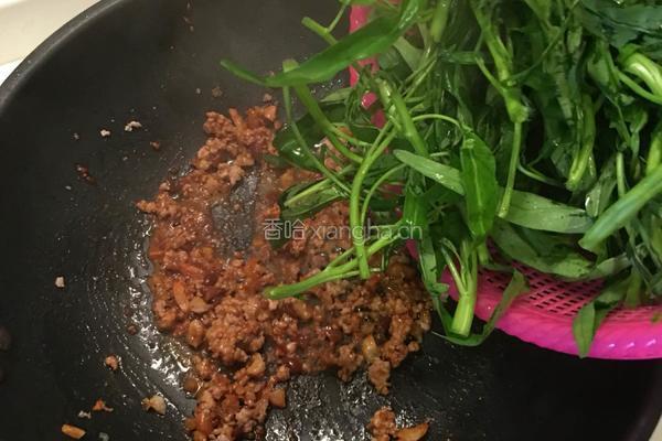 虾米肉碎炒通菜的做法图解6