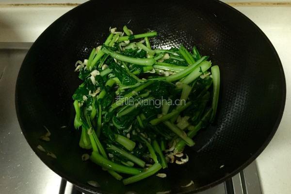 海米炒油菜的做法图解5