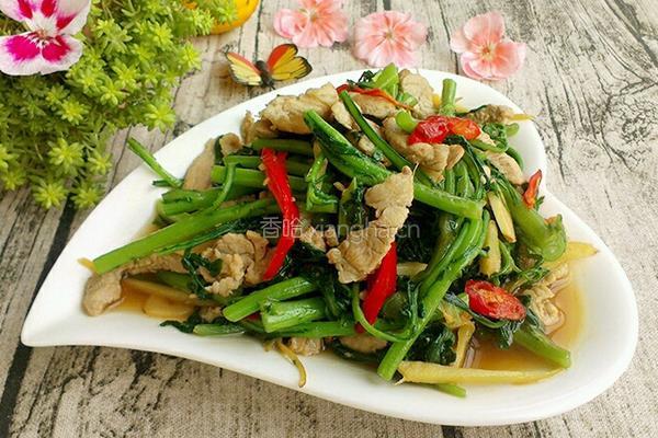 茼蒿炒肉的做法图解6