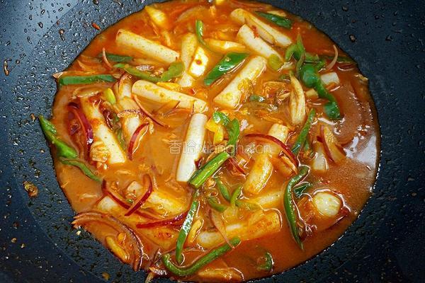 韩国辣白菜炒年糕的做法图解8