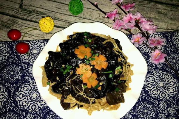 金针菇炒木耳的做法图解9