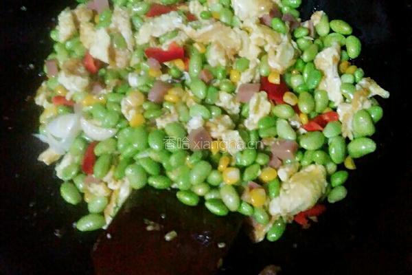 鸡蛋火腿炒豆米的做法图解5