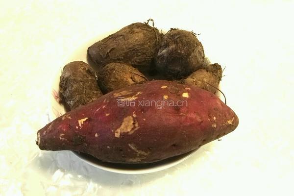 油炸香芋地瓜丸的做法图解2