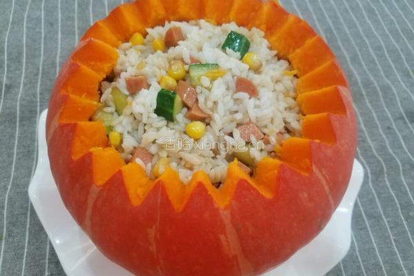 南瓜盅蒸饭的做法图解8