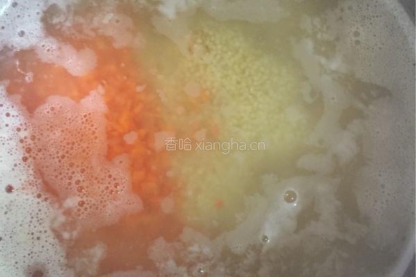 胡萝卜青菜小米粥的做法图解3